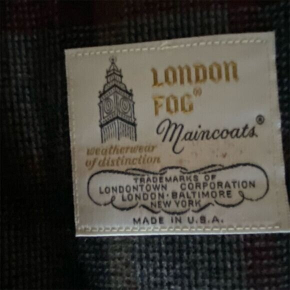 London Fog Trench Coat Size 10 Beige Plaid Double-Breasted - Picture 11 of 12
